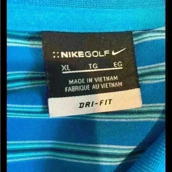 Nike Golf Dri-Fit Teal Striped Polo Shirt X Large Standard Fit Short Sleeve - Picture 3 of 3